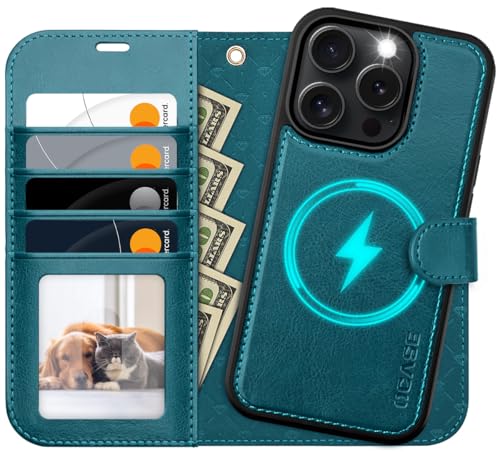 OCASE Compatible with iPhone 16 Pro Max Wallet Case with Card Holders, Magnetic Detachable 2 in 1 Flip PU Leather Phone Case Cover Folio RFID Blocking Kickstand for iPhone16 Pro Max-Peacock Blue by OCASE - Used condition - CA$5.27