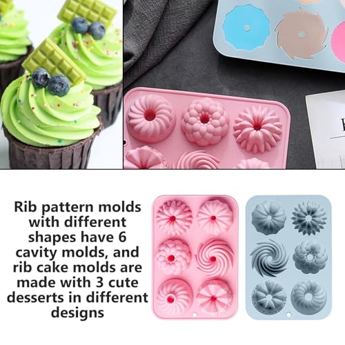 Ceeyoll 2 Stück Rosa Mini Silikon Gugelhupfform,Wiederverwendbar Kuchenform Klein Savarin Form, Gugelhupf Backform, Gugelhupf Kuchenform, Antihaftbeschichted Backformen für Kekse, Bagels, Muffins.