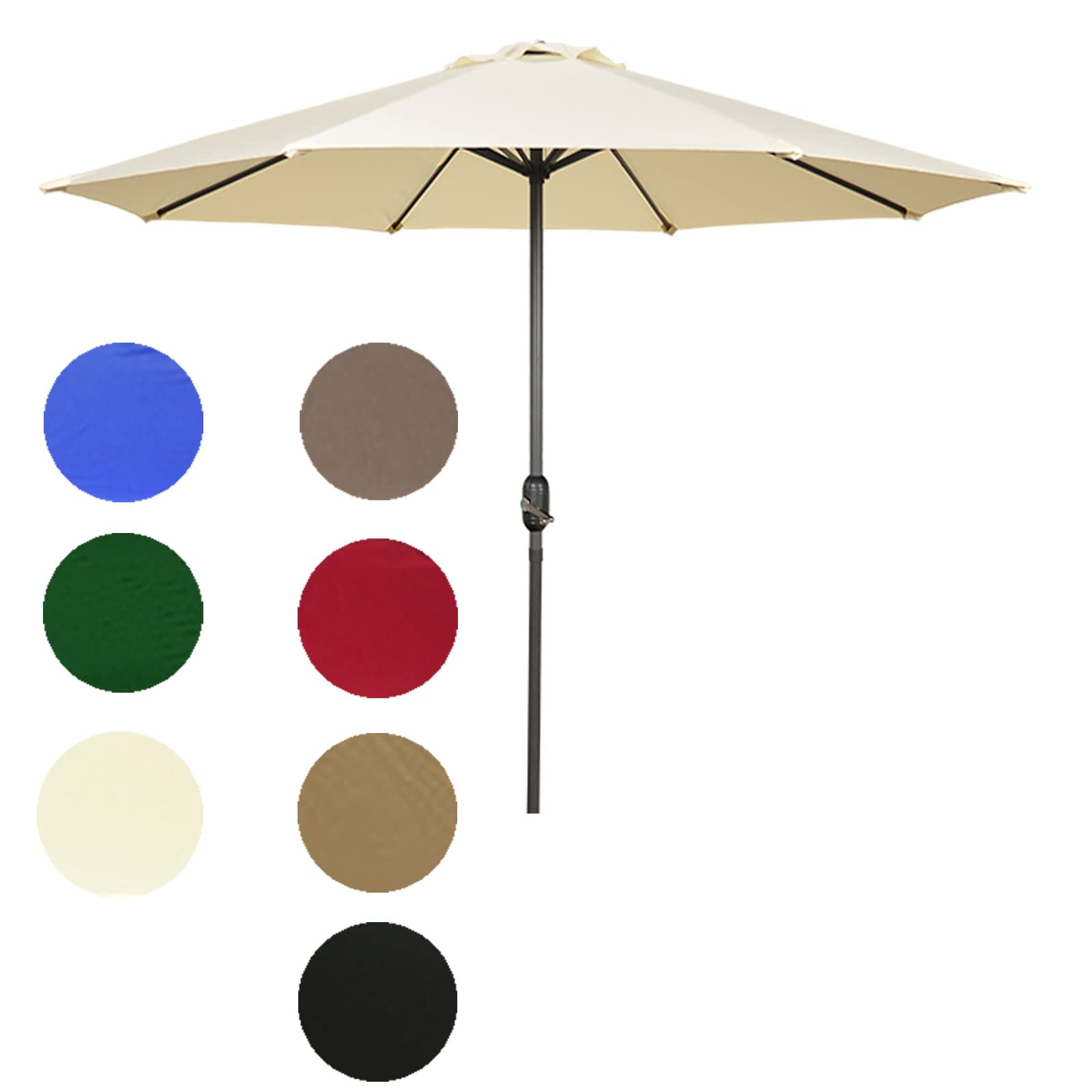 Cubierta para sombrilla, parasol para exteriores, tela de PE, hierro antioxidante, 2,7 M, apertura y cierre manual, para jardines, patios, terrazas, piscinas, toldo para mesa de mercado