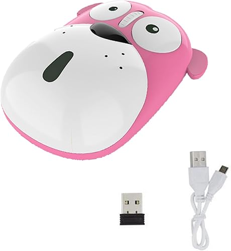 Samudgate Ratón inalámbrico de 2.4 GHz con forma de perro de dibujos animados, ratón USB de 1200 DPI, ratón inalámbrico para niños, pequeño ratón