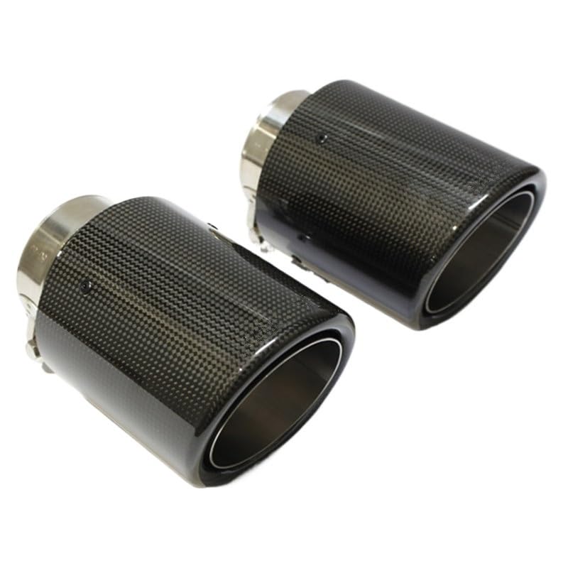 Échappement voiture look sport fiber de carbone brillant 101mm
