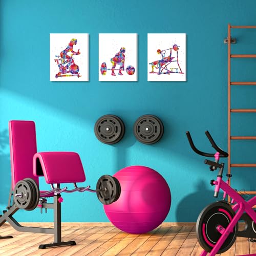 Image of CHDITB Wall Art for Home Gym, Set of 4 Watercolor Workout Posters (12x16 Inches), Bodybuilding Art Prints, Exercise Room Decor