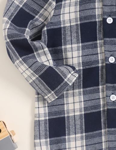 Image of Fuermos Toddler Baby Boys Clothes Flannel Lattice Button Down Hooded Tops +Pants Boys Fall Winter Outfits