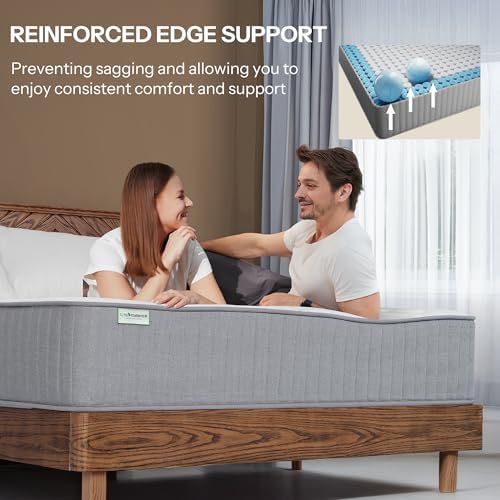 Hybrid Queen Mattress 12 Inch, Made in USA Queen Size Mattresses in a Box, Cooling Gel Memory Foam Colchones with Pocket Coils, Motion Isolation, Pressure Relief, Medium Bed Mattresses, CertiPUR-US - Thumbnail 3