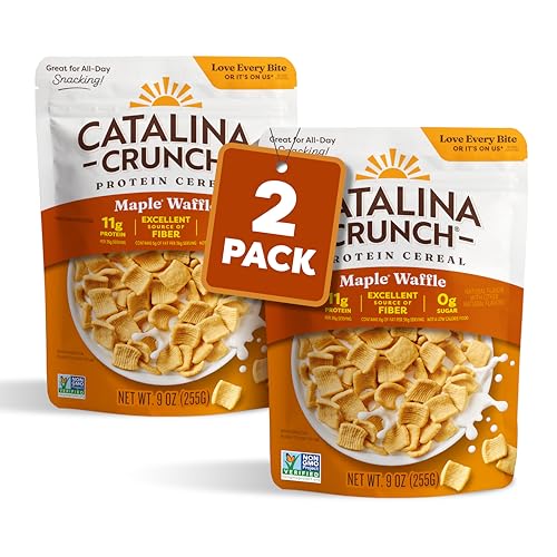 Catalina Crunch Protein Cereal - Sugar Free Breakfast Cereal with 11g of Protein - Gluten Free - Maple Waffle - 9 oz. Bag (Pack of 2) (Packaging May Vary)