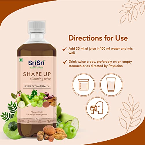 Image of Sri Sri Tattva Shape Up Slimming Juice - Burn Fat Naturally | 7 Potent Herbs For Weight Management | 1L (Pack of 2)