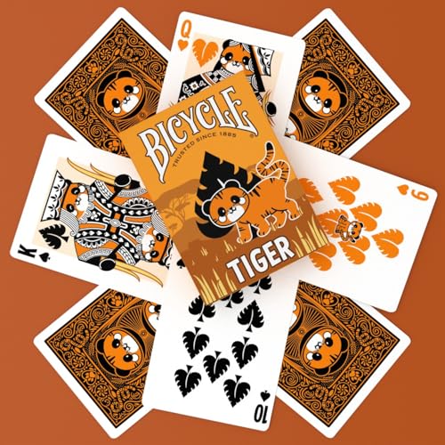 Image of Bicycle Tiger Playing Cards - Cute and Collectible Bengal Tiger Inspired Toys Deck of Card Game for Family Game Night