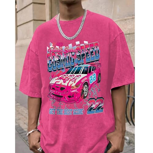 Mens Graphic T-Shirts Oversized Vintage Car Shirts for Men Racing Tshirt Streetwear Baggy Washed Drop Shoulder Tees3
