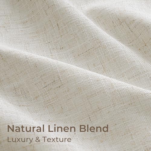 Pinch Pleated Blackout Curtains 95 Inch Long, Linen Blend, 100% Blackout Drapes with 20 Hooks, Ideal for Bedroom and Living Room, 40" W x 95" L (Pack of 2), Natural