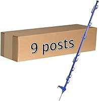 Vista 8 de Poste de Valla Step-in (Paquete de 50), 42 Pulgadas, con 12 Lengüetas para Sujetar Alambre y Cinta, Blanco