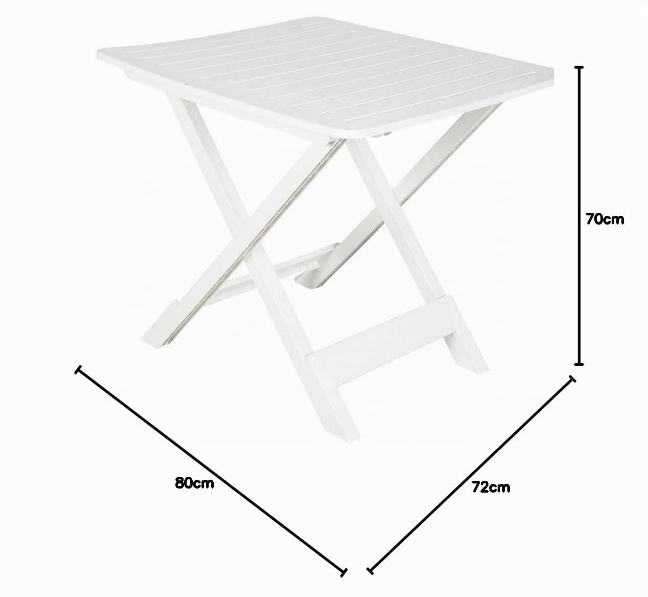 My Brand Tavolo Pieghevole da Esterno Bianco in Resina 80x72x70 cm | Arredo giardino e balcone, chiuso occupa 6 cm, già montato, richiudibile, salvaspazio