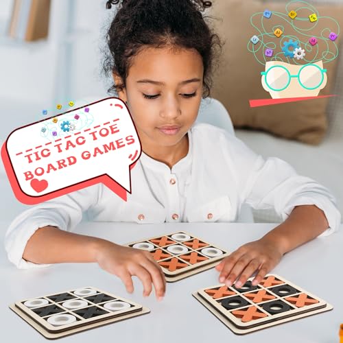 12 sets de juegos de mesa Tic Tac Toe de madera miniatura 6