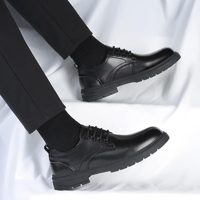 Comfy Dress Shoes for Men Lace Up Genuine Leather Shoes Wide Width Comfortable Platform Wingtip Brogue Oxfords3