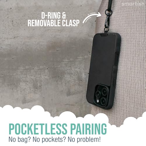 Image of Smartish iPhone 16 Pro Max MagSafe Case with Crossbody Lanyard Strap - Gripmunk - [Slim + Protective] Magnetic Slim Case with Universal Detachable Shoulder Neck Strap - Black Tie Affair