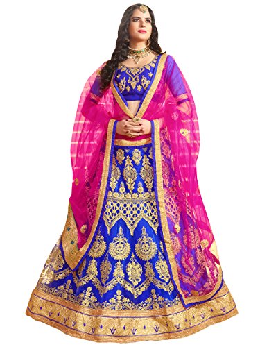 MANVAA Women's net Lehenga Choli (DLQ623507_Blue_Freesize) Deal