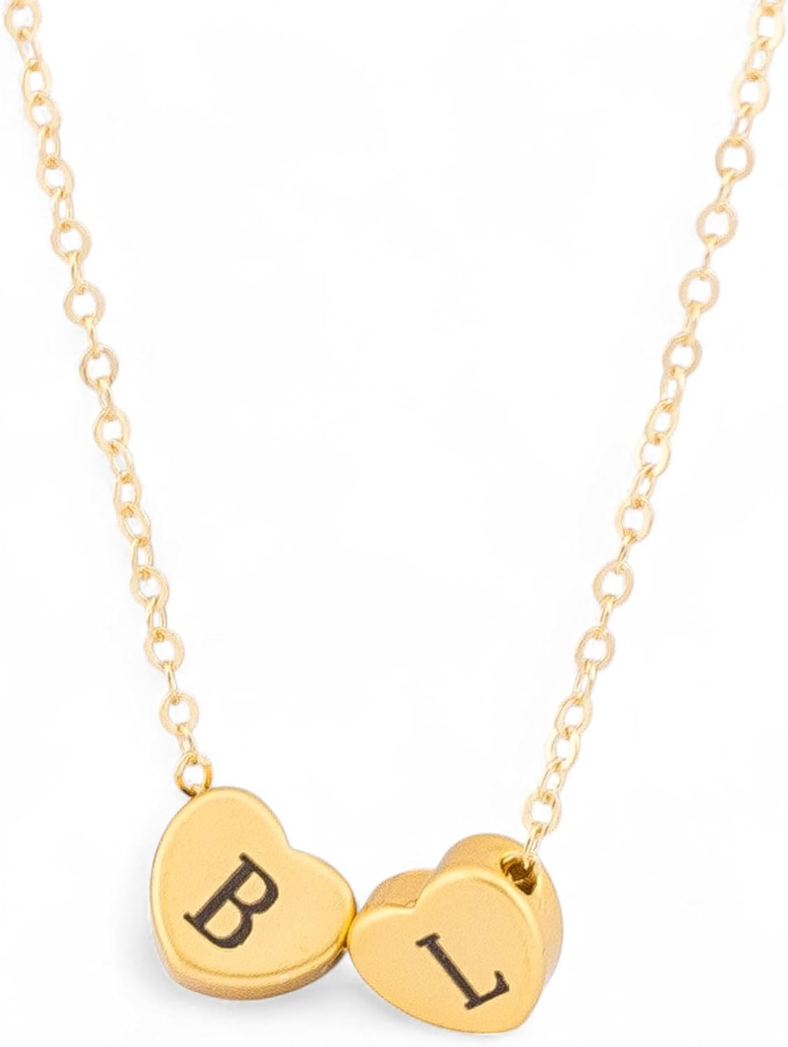 HotMixCold Tiny Silver Initial Heart Necklace, Monogram Pendant Gold Necklace, Rose Gold Couple or Sister Necklace, Customize Delicate Mothers Jewelry - Image 2