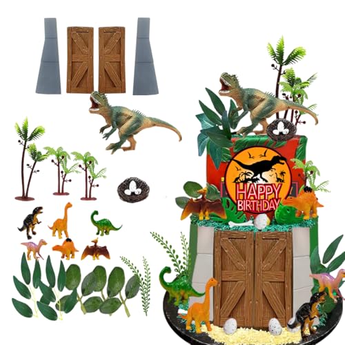 Décoration gâteau dinosaure avec porte et œufs pour offrir un anniversaire magique