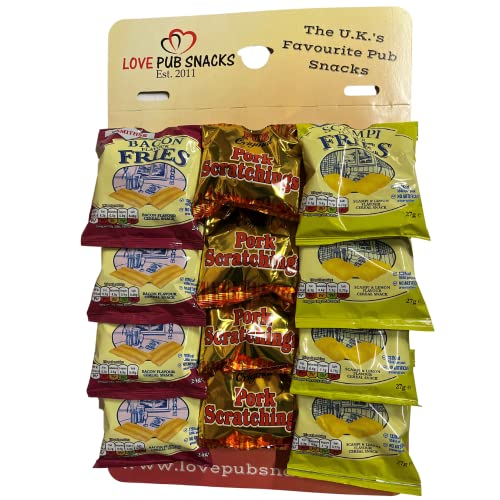 Traditional Pub Snacks Pub Card Including Pork Scratching Bacon & Scampi Fries (Card of 12)