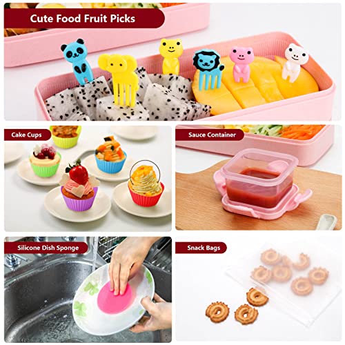 30 Pcs Bento Box Lunch Box Kit, Japanese Lunch Box Set 3-In-1 Compartment W/ Soup Cup, Sauce Can, Spoon Fork, Cake Cups, Fruit Picks, Cookie Cutters, Snack Bags...leakproof Lunch Container Lunch Bag For Kids 8 Years Old + #TOP4