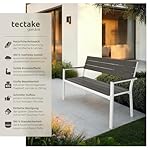 tectake Gartenbank 2-Sitzer Holzoptik Hellgrau/Weiß