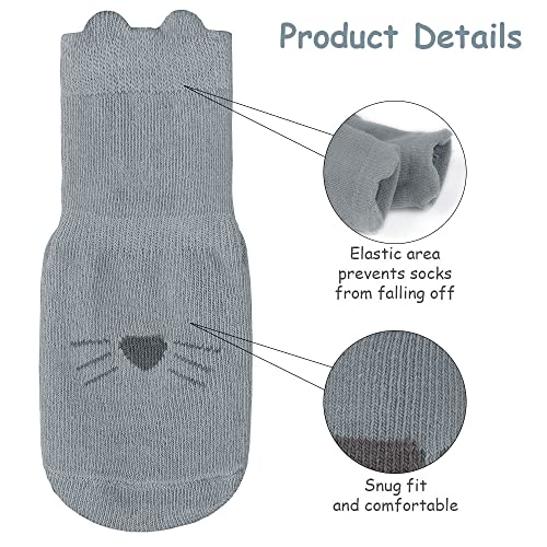 Vicloon Rutschfeste Socken für Baby, 5 Paar Baby Socken Baumwolle,Süße Katze Kleinkind Socken Baby, Kinder Anti Rutsch Socken for Babies Toddlers and Kids(1-3 Jahre alt)