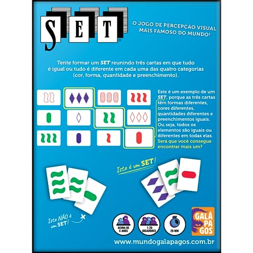 Galápagos, SET, Jogo de Cartas para Amigos, 1 a 20 jogadores, 20 minutos por partida