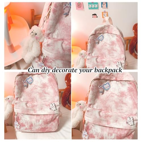 Aesthetic Backpack Cute Backpack for School College Bag Large Capacity Bookbags for Girls Women Students Casual Travel Daypacks(Pink)3
