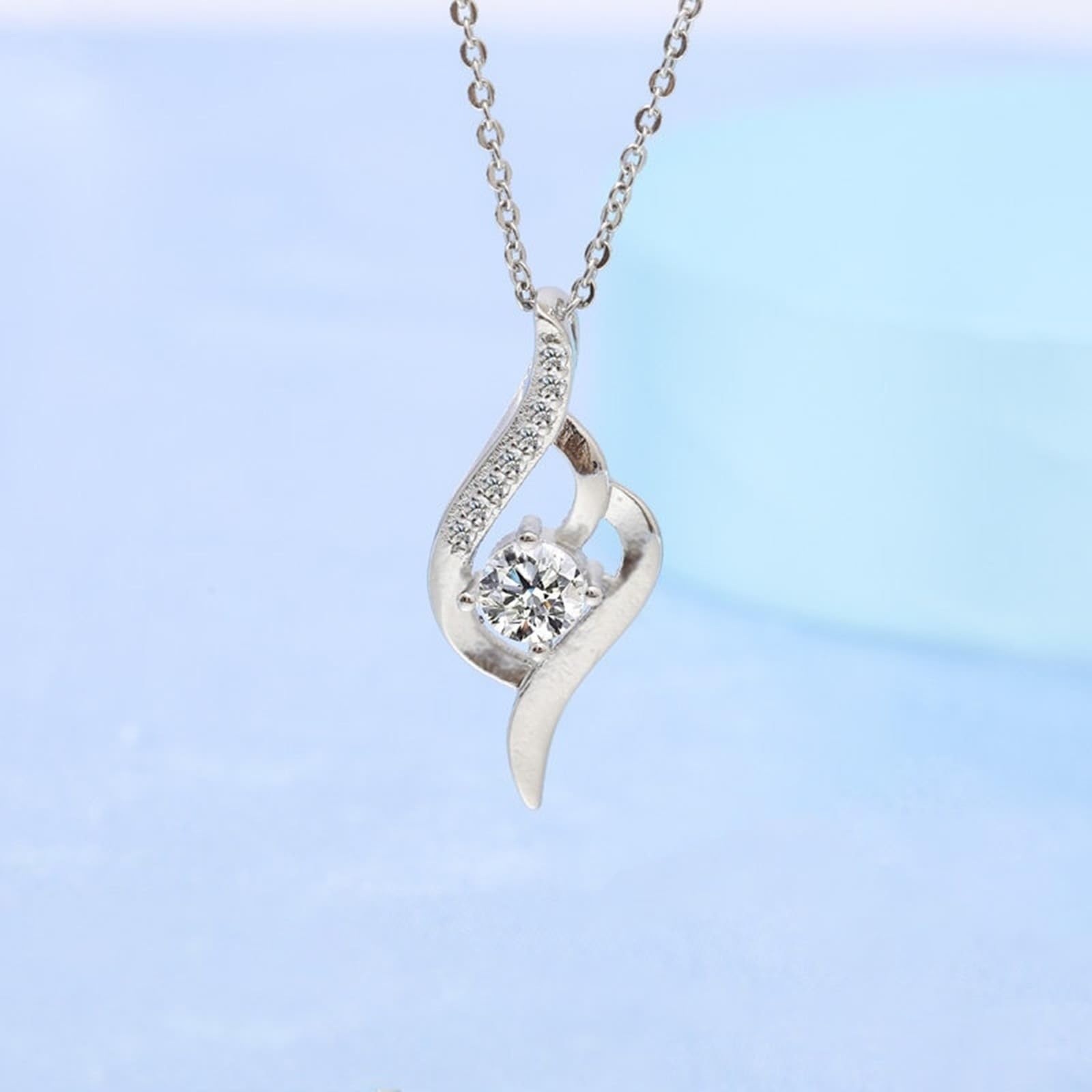 Collana Oro Bianco Donna 9K Vero, Catene Collane Classico Design A Foglia Vuoto con Diamante Sintetico Rotondo Ciondolo Collana Donna Oro Bianco 45 CM