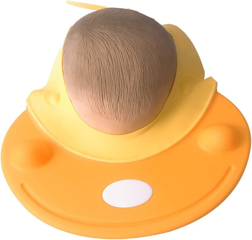MeGaLuv Baby Shower Cap - Soft Elastic Adjustable Bath Shampoo Visor Hat for Toddler, Baby, Kids, Children - Blue (Yellow)