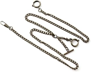 懐中時計チェーン ダブル アルバート チェーン クラシック T バー チェーン キーチェーン スプリング リング付き クラスプ T バー