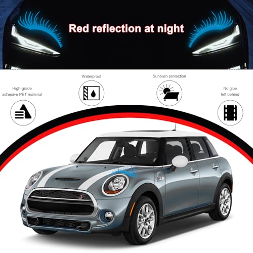 Image of KVAEY 2 PCS Car Headlight Eyelash Stickers, Cute Fake Eyelashes Decal for Bumper Auto Body Window, Waterproof Reflective PET Charming Eyelash Sticker Funny Decor for Car SUV Truck (Blue)