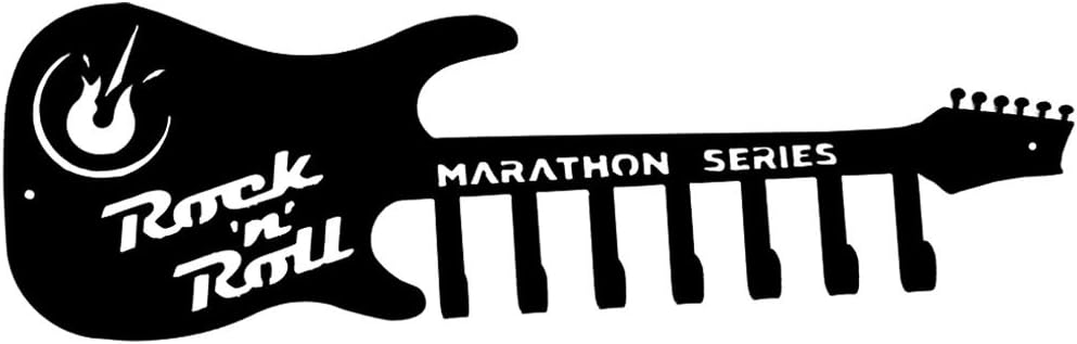 Rock 'n' Roll Guitar Medal Display, 7 Hook, Black