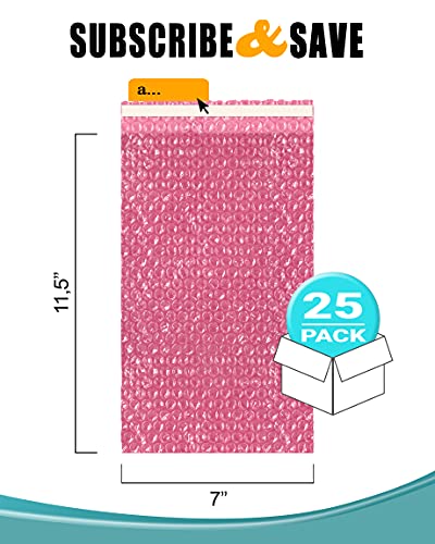 Apq Anti-Static Bubble Out Bags 7 X 11.5 Inch. Pack Of 25 Pink Self Seal Bubble Pouches. Waterproof Pe Anti Static Bubble Bags For Packing Electronics, Ornaments, Cushioning Sturdy Double Bubble Bag #TOP1