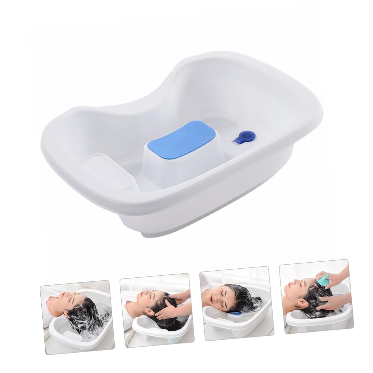 Ergonomisches Tragbares Haarwaschbecken aus Kunststoff mit Wasserablauf und Temperaturerkennung Geeignet für Erwachsene und Kinder Beim Sitzen und Liegen