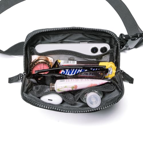 Image of Belt Bag for Women Two-Way Zipper Fanny Pack Crossbody Bags for Women Fashion Waist Packs Cross Body Fanny Pack with Adjustable Strap Gifts for Teen Girls (Dark Grey)