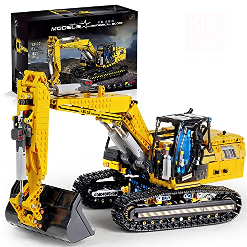 XJJY Technic Heavy-Duty Bagger Spielzeug-LKW-Modell, 1830-teiliges Baufahrzeug-Bauset 2,4 GHz/APP RC-Bagger-Bausteine…