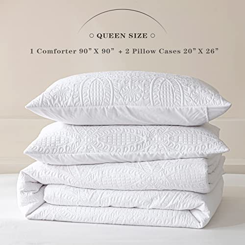 Cupocupa Comforters Queen Set Queen Comforter Set Lightweight And Fluffy Textured Farmhouse Comforter Sets 3Pc Queen Comforter Mid Century Trendy Geometric Design Luxury Comforter Set #TOP6