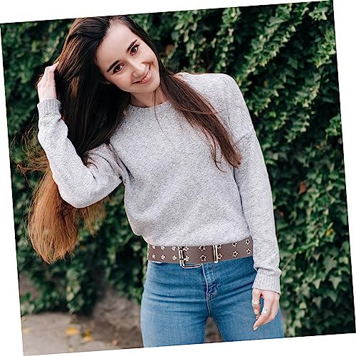 Punk Waist Belt for Men Stylish Double Row Star Eyelet Design Sturdy Metal Buckle for Jeans and Casual Outfits3