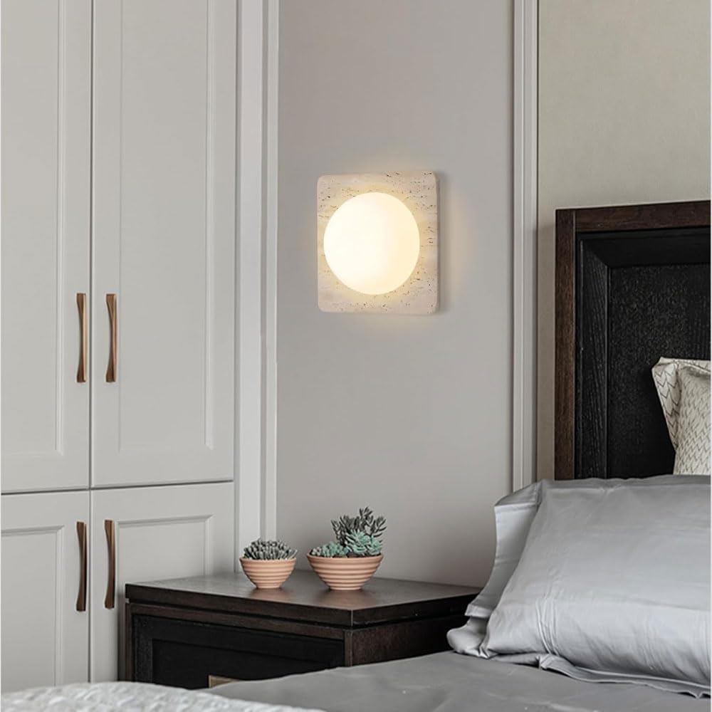 Aplique de pared travertino amarillo con fuente luz G4