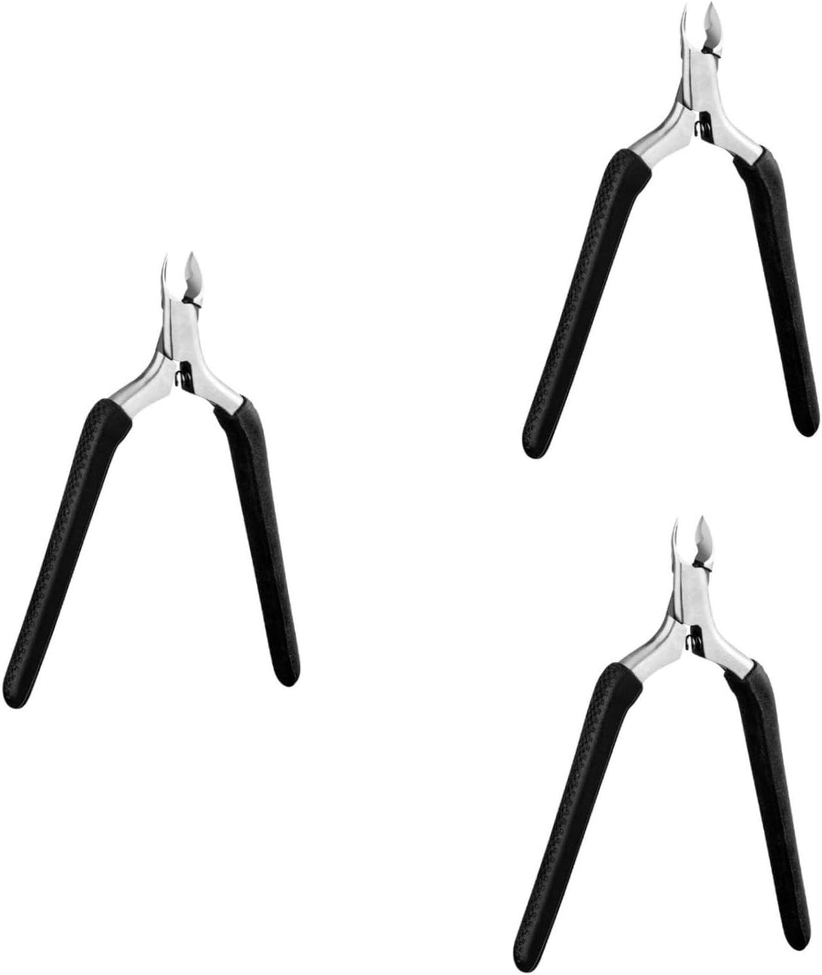 ULTECHNOVO 3pcs Sturdy Dead Skin Removing Tool Compact Nail Cuticle Trimmer Fashionable Black Design for Daily Use Stainless Steel Cuticle Nipper Precision Dead Skin Scissor for Manicure