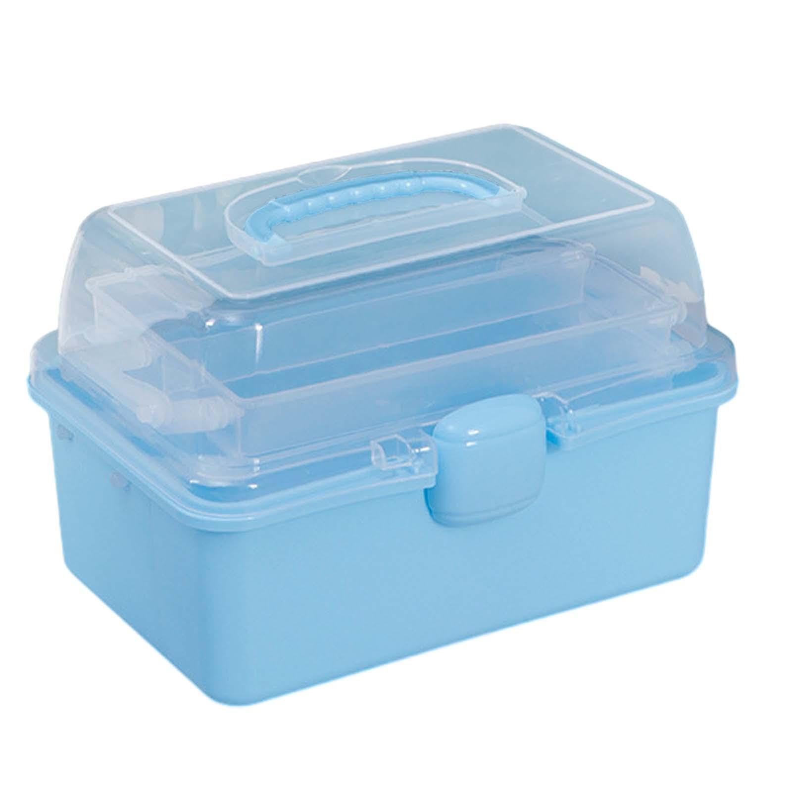 WOVEBIUS Organiser Storage Case Home Organization Multifunctional Clear Storage Boxes Blue,20x15x13cm