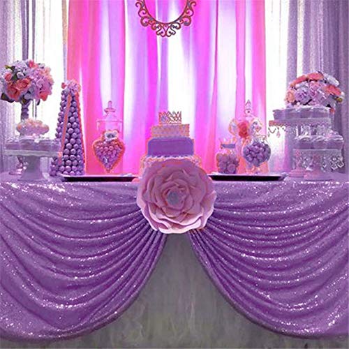 Image of B-COOL Lilac Sparkle Tablecloth Wedding Glitter Tablecloths Table Decorations 50x80Inch Wedding Tablecloths Cake Table Party Cloth for Anniversaries Any Festival