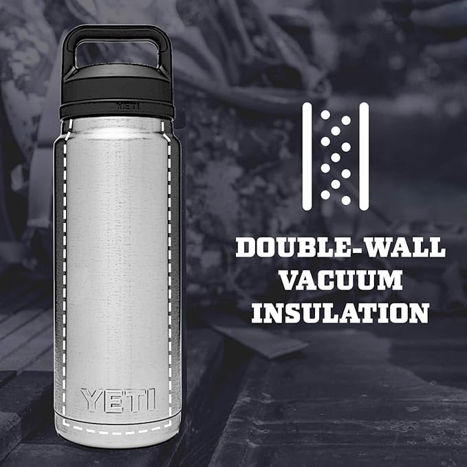 YETI Rambler Bottle Chug, Vaccum Insulated Stainless Steel Bottle with Leakproof Chug Cap, White, 26 oz (769 ml) - Image 3