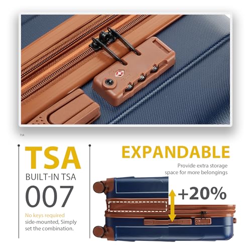 Luggage 3 Sets Airline Approved, 20/24/28 Inch Hardside Suitcase with Wheels TSA Lock, PC+ABS Lightweight Carry on Suitcases for Women4