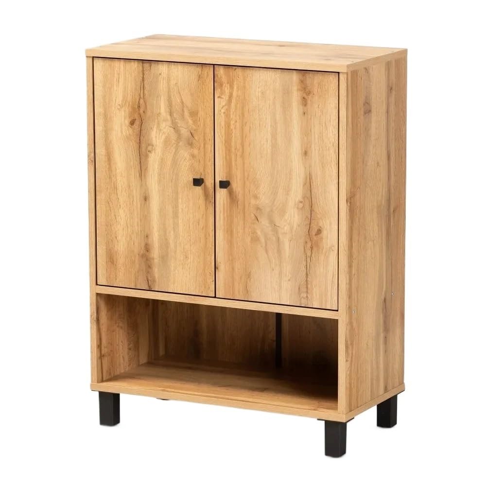 Zapatero de Entrada Gabinete de almacenamiento de zapatos de entrada de 2 puertas, moderno y contemporáneo, con acabado en marrón roble, muebles sin carga, organizador de zapatos for habitación Organi