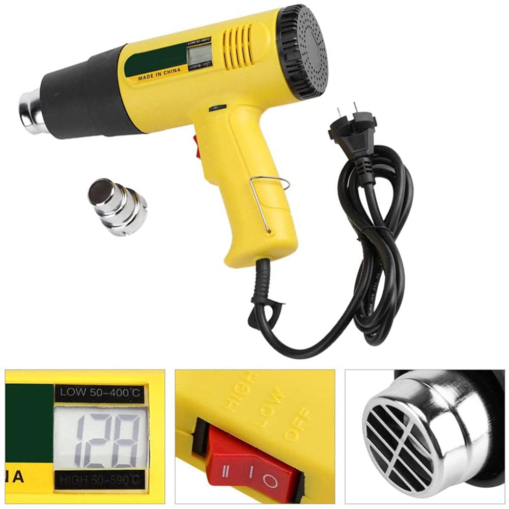 2000W Pistola ad Aria Calda Pistola Termica Professionale con LCD Display Temperatura Regolabile, Pistola Termica Elettrica Professionale 220V, Temperatura Regolabile 50 ℃~650 ℃