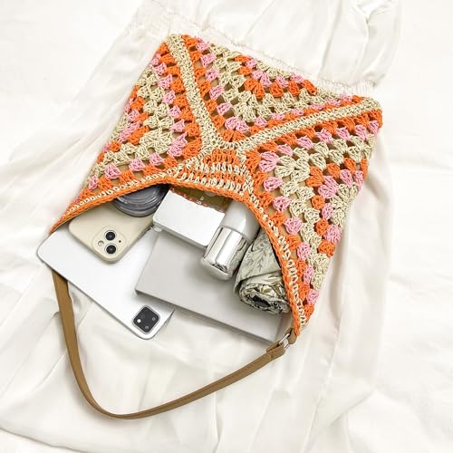 Image of Rejolly Straw Hobo Bag for Women Tote Bag Summer Vacation Beach Handbags Boho Bohemian Style Shoulder Purse