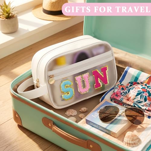 Image of COSHAYSOO Clear SUN Makeup Bag Sunscreen SPF Pouch Beach Pool Lake Spa Travel Cosmetic Toiletry Stuff Organizer for Women Teenage Girls Mothers Day Nurse Appreciation Graduation Preppy Gifts