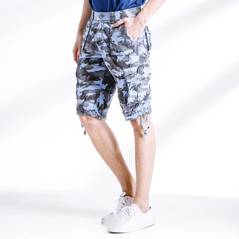Short cargo homme en coton WOLONG décontracté à multi-poches