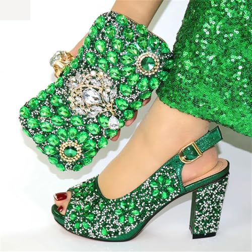 Womens Italian Party Pumps and Matching Bag Set Wedding Shoes Rhinestone Evening Bridal Luxury Accessories4